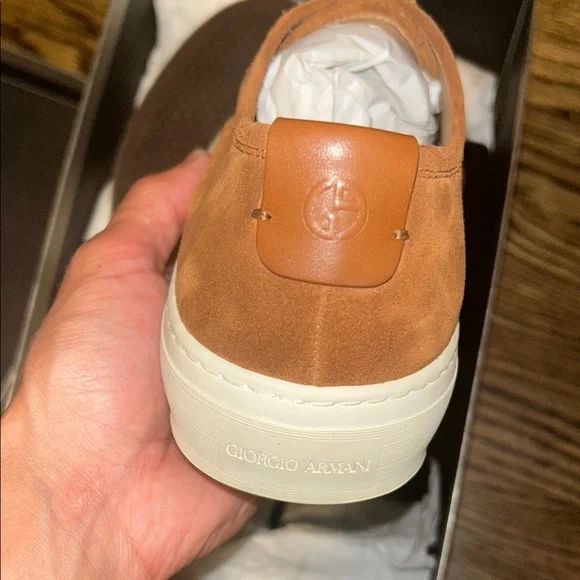 Giorgio Armani Brown Sneakers Minimalist Design brand new suede size eu41